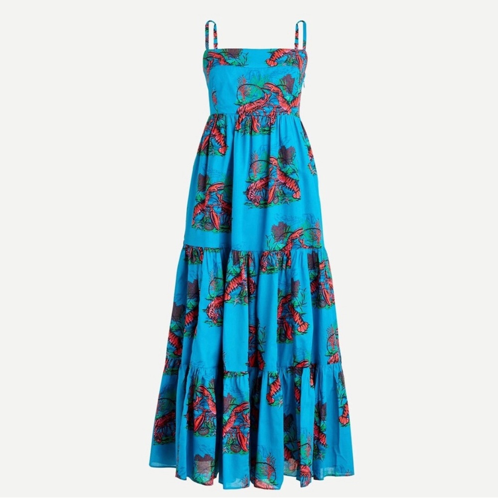 J Crew Tiered Maxi Lobster Dress